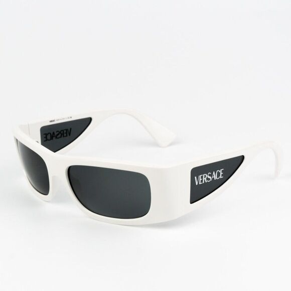NEW Versace VE4482 314/87 White Dark Grey Rectangular Unisex Sunglasses - Picture 1 of 11